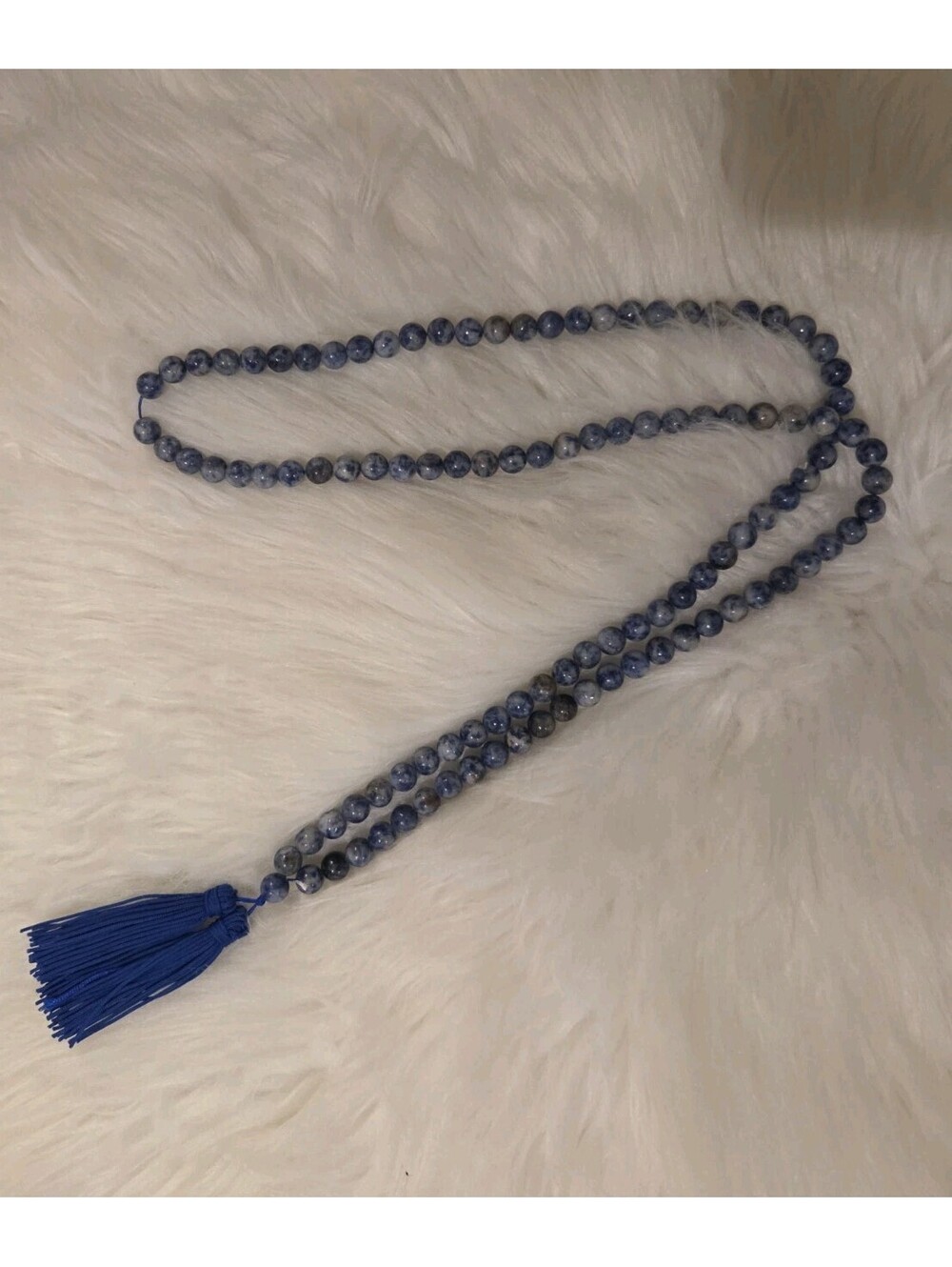 6mm Blue Spot Stone 108 Prayer Beads Tibet Buddhist Mala Necklace Bracelet